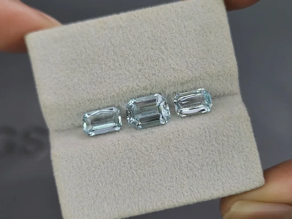 Satz achteckig geschliffener aquamarine 3,24 karat, Madagaskar Image №5
