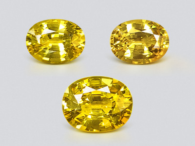 Ensemble de saphirs jaunes de taille ovale 26,75 carats, Sri Lanka photo