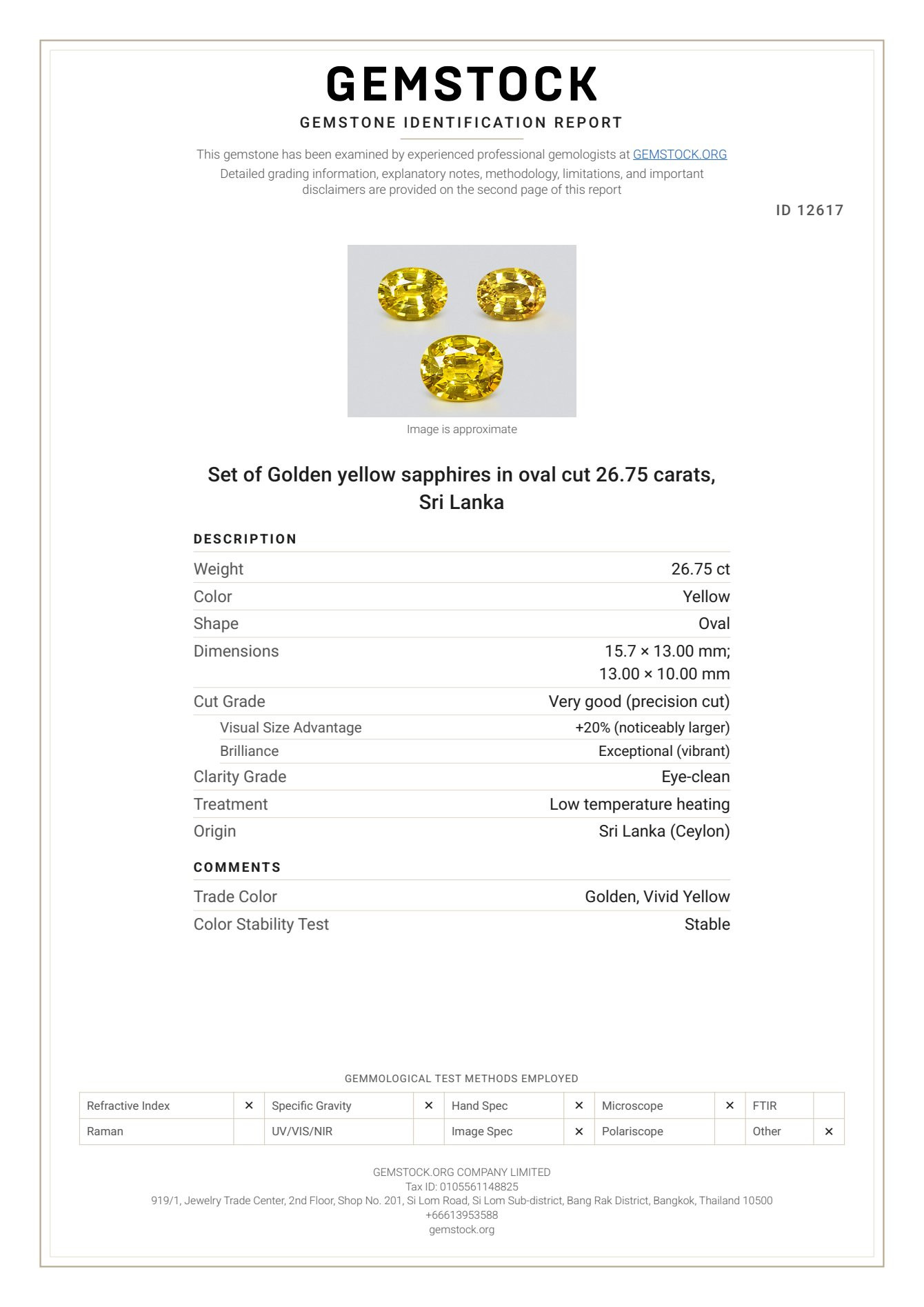 Ensemble de saphirs jaunes de taille ovale 26,75 carats, Sri Lanka Image №13