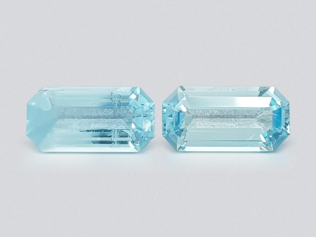 Pair of octagon cut aquamarines 2.89 ct, Africa Image №1