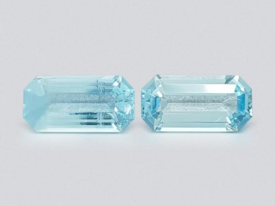 Pair of octagon cut aquamarines 2.89 ct, Africa photo