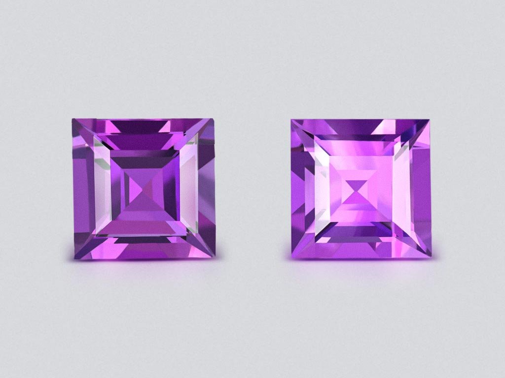 Paar reiche Amethyste im Quadratschliff von 8,91 Karat Image №1