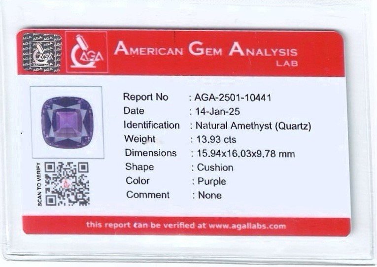 Amethyst cushion cut 13.93 carats, Brazil  Image №5