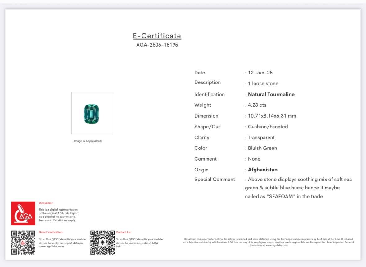 Turmalina Laguna de talla cojín de 4,23 quilates, Afganistán Image №6