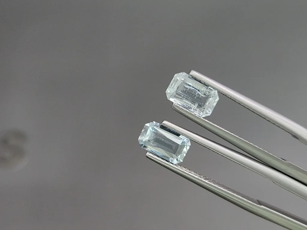 Satz achteckig geschliffener aquamarine 3,32 karat, Madagaskar Image №4