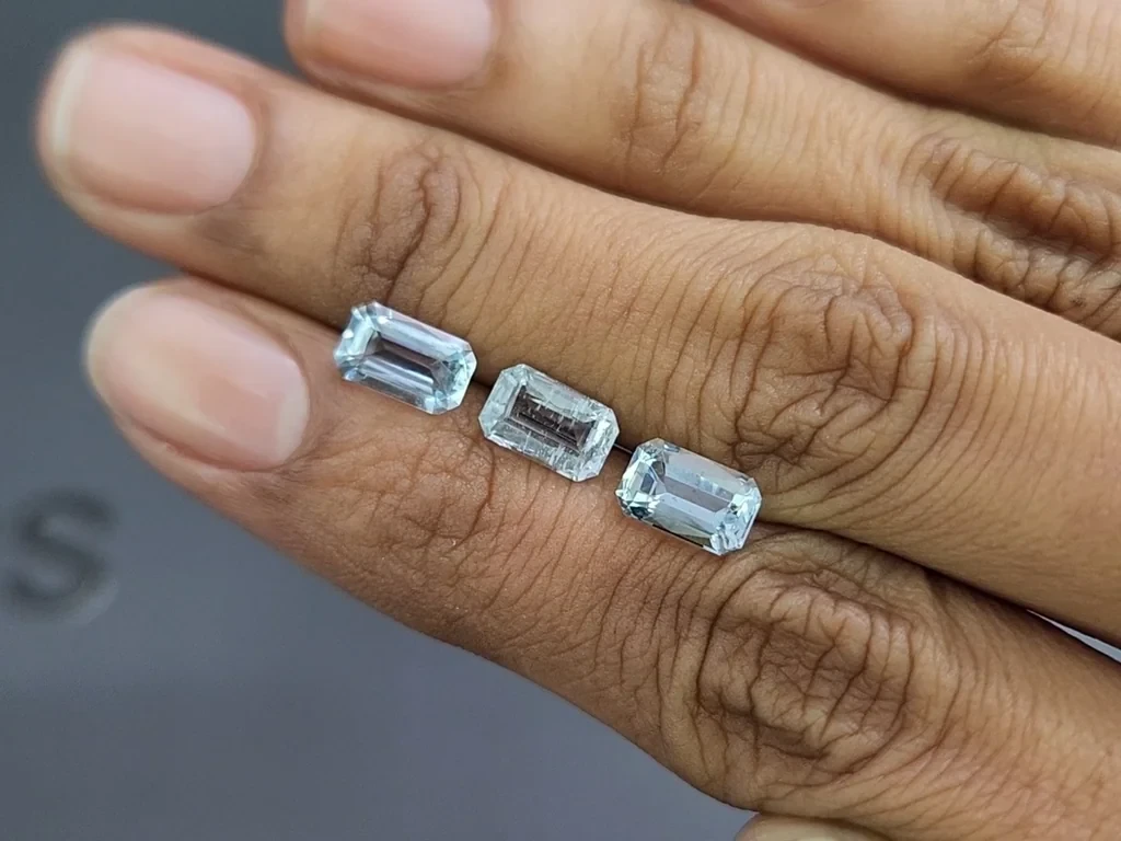 Satz achteckig geschliffener aquamarine 3,32 karat, Madagaskar Image №2