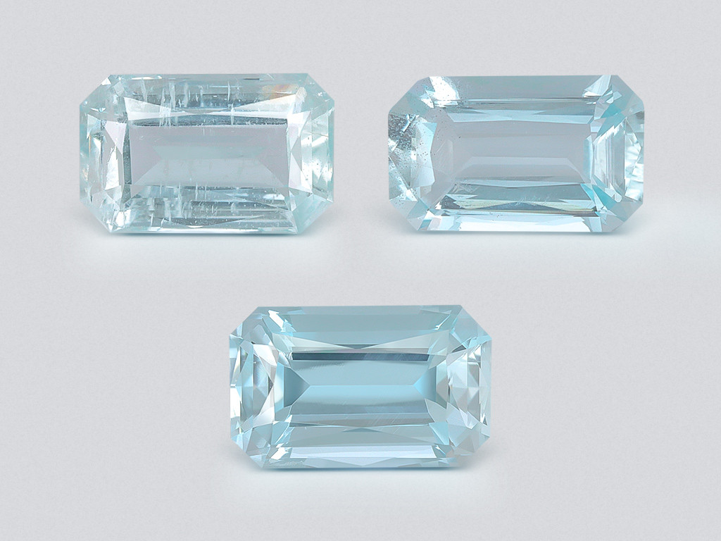 Satz achteckig geschliffener aquamarine 3,32 karat, Madagaskar Image №1