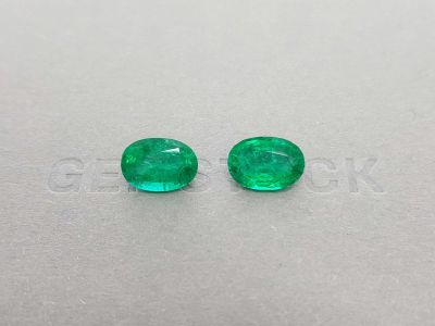 Natural Muzo Colombian Emerald Pair 20-22 Ct Oval Cabochon VS Clarity Certified 