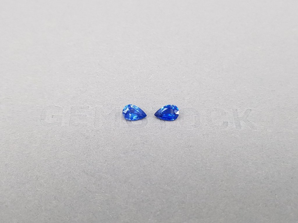 Pair of intense blue sapphires pear cut 0.72 ct, Sri Lanka Image №1