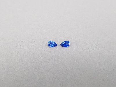 Pair of intense blue sapphires pear-cut 0.72 ct, Sri Lanka photo