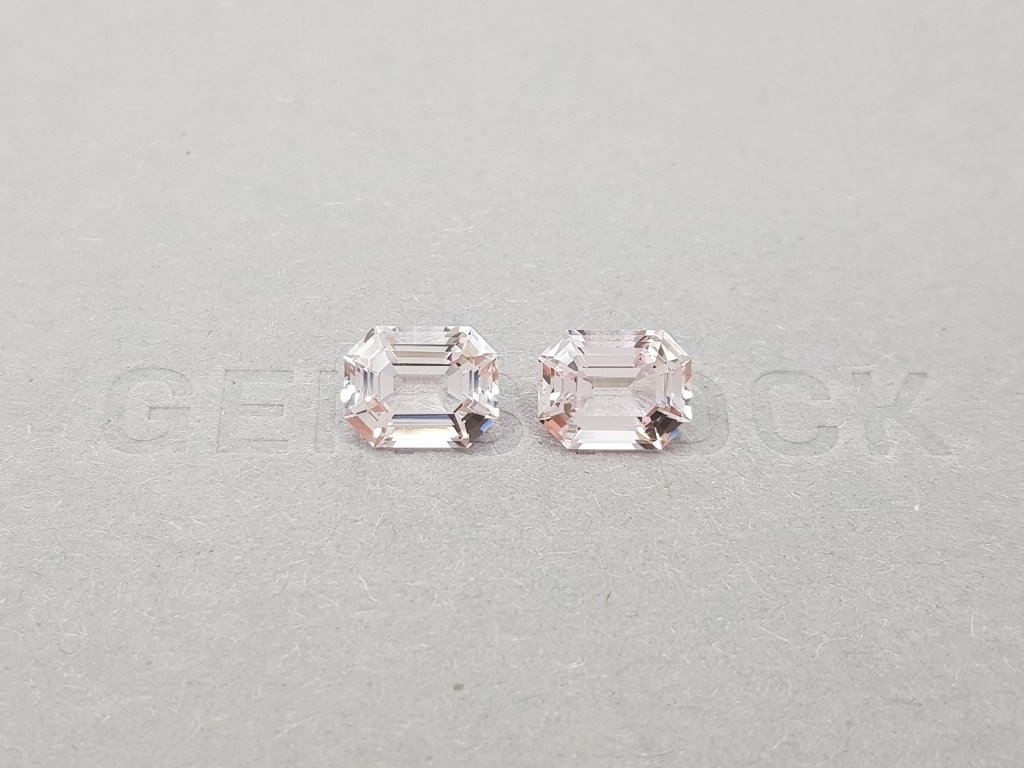Pair of emerald cut pink morganites 4.44 carats, Africa Image №1