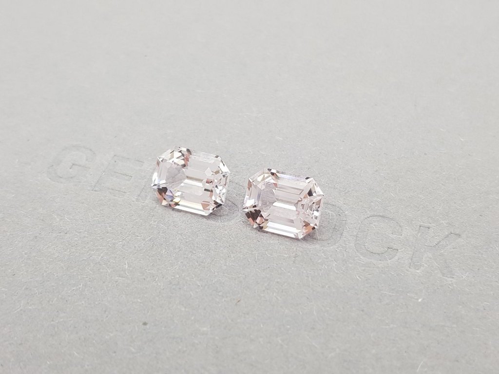Pair of emerald cut pink morganites 4.44 carats, Africa Image №3