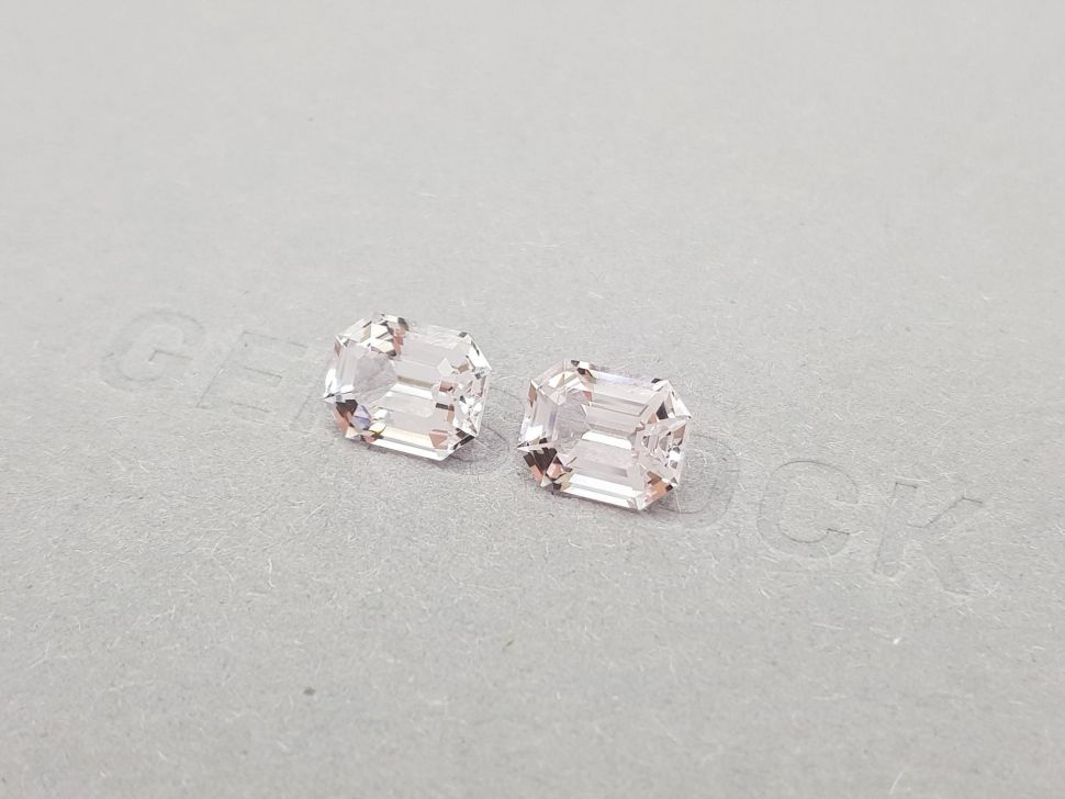 Pair of emerald cut pink morganites 4.44 carats, Africa Image №3