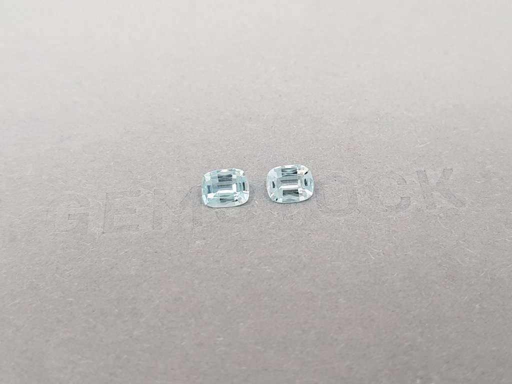 Pair of aquamarines from Madagascar in a cushion cut 0.88 ct Image №2