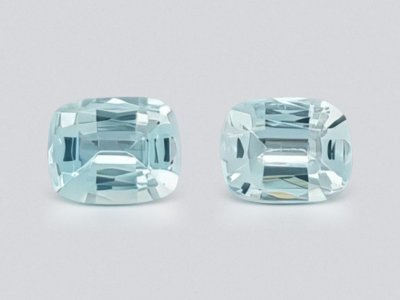 Pair of aquamarines from Madagascar in a cushion cut 0.88 ct photo