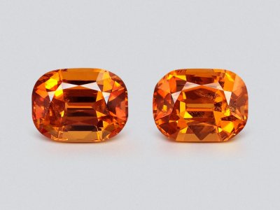 Pair of large cushion cut Fanta spessartines 15.09 carats  photo