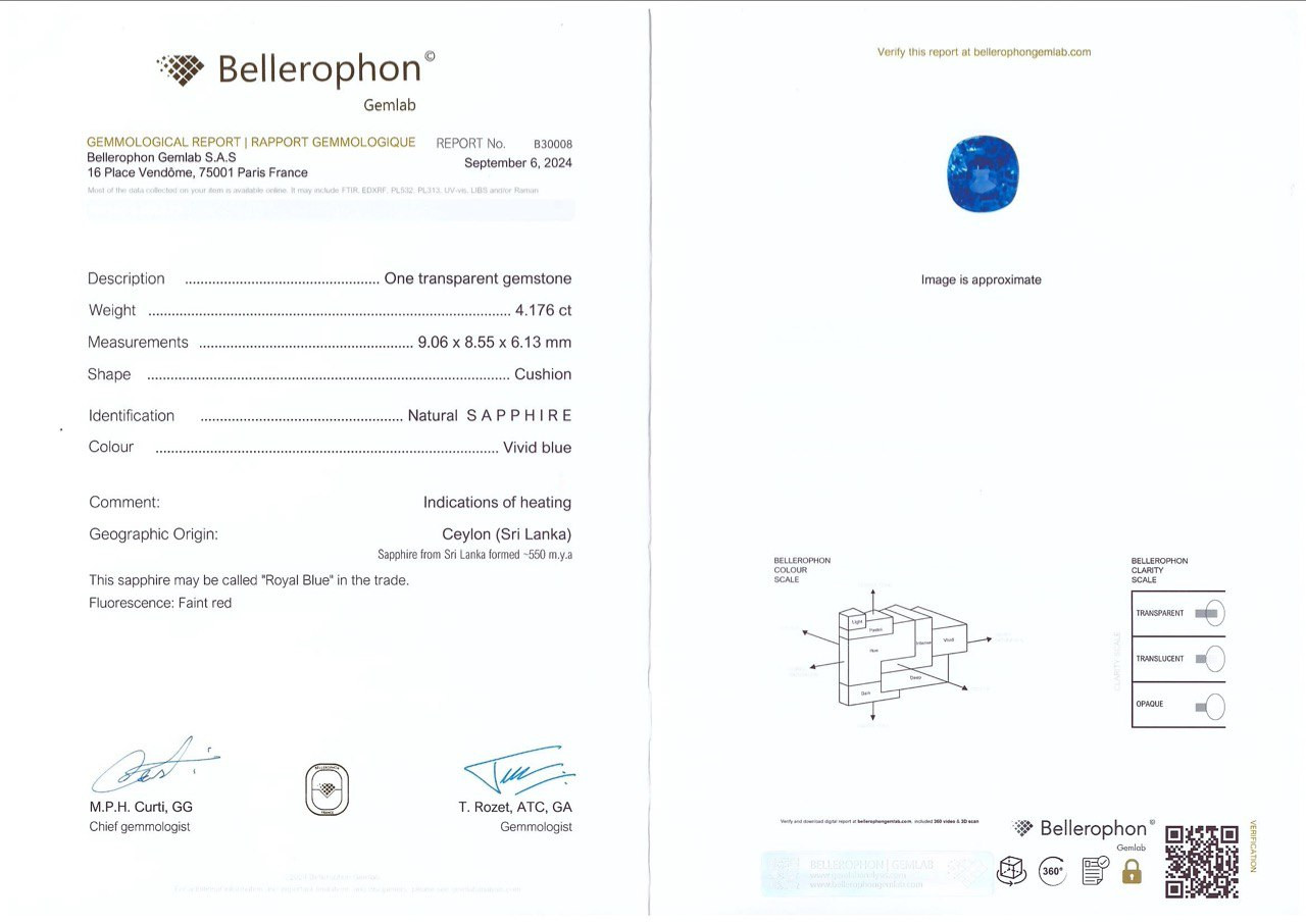 Zafiro azul real de talla cojín de 4,18 quilates, Sri Lanka  Image №6