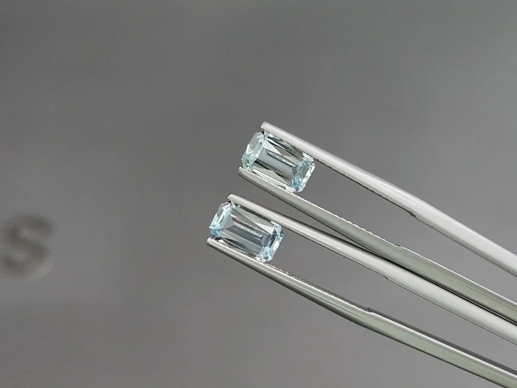 Satz achteckig geschliffener aquamarine 3,15 karat, Madagaskar Image №3