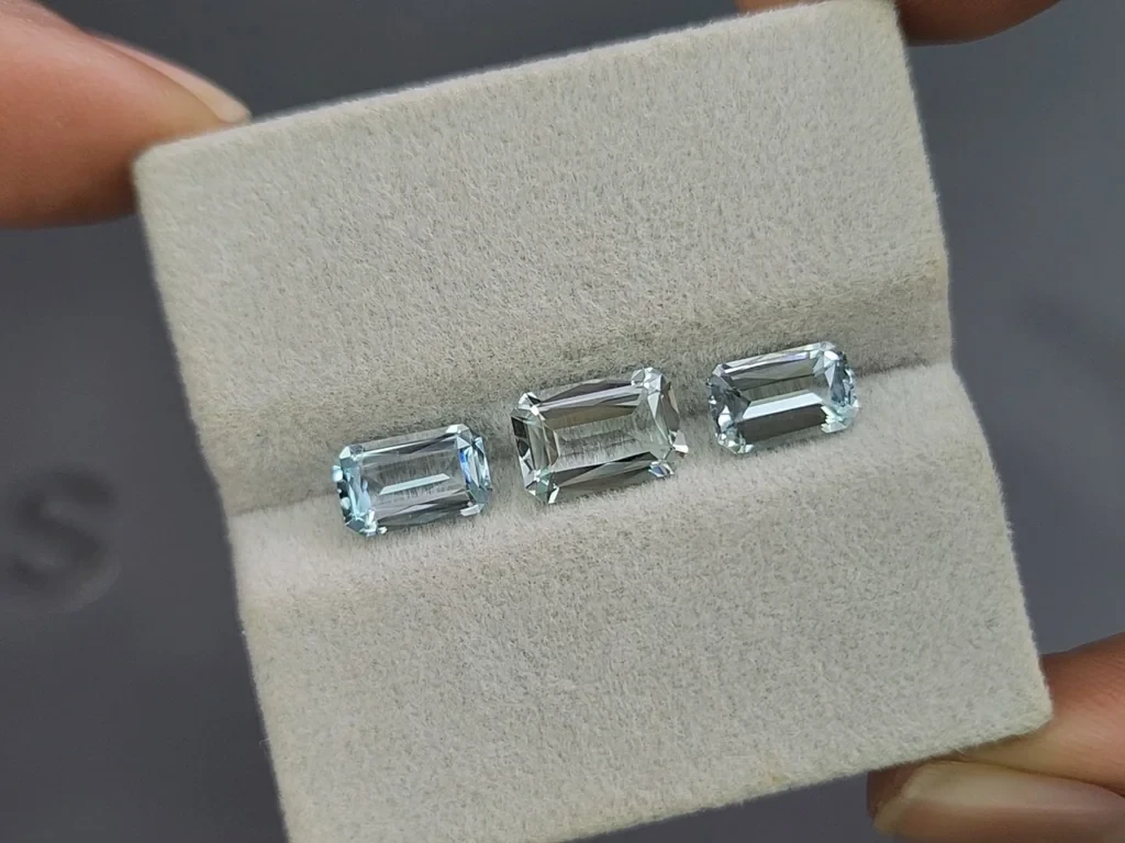 Satz achteckig geschliffener aquamarine 3,15 karat, Madagaskar Image №4