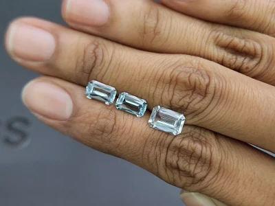Satz achteckig geschliffener aquamarine 3,15 karat, Madagaskar photo
