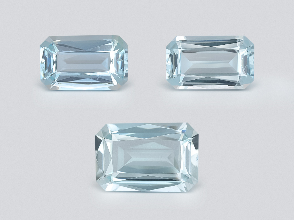Satz achteckig geschliffener aquamarine 3,15 karat, Madagaskar Image №1