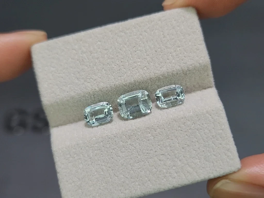 Set of aquamarines cushion cut 2.81 carats, Madagascar Image №5
