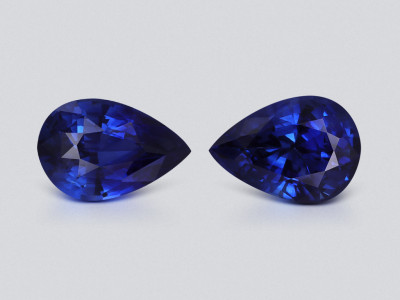 Pair of sapphires Royal Blue pear shaped  2.83 carats, Sri Lanka photo