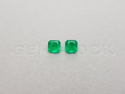 Pair of octagon-cut emeralds 2.08 ct, Colombia photo