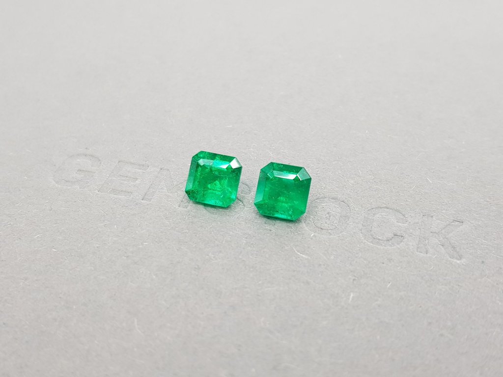 Pair of octagon cut emeralds 2.08 ct, Colombia Image №3