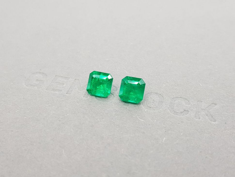 Pair of octagon-cut emeralds 2.08 ct, Colombia Image №3