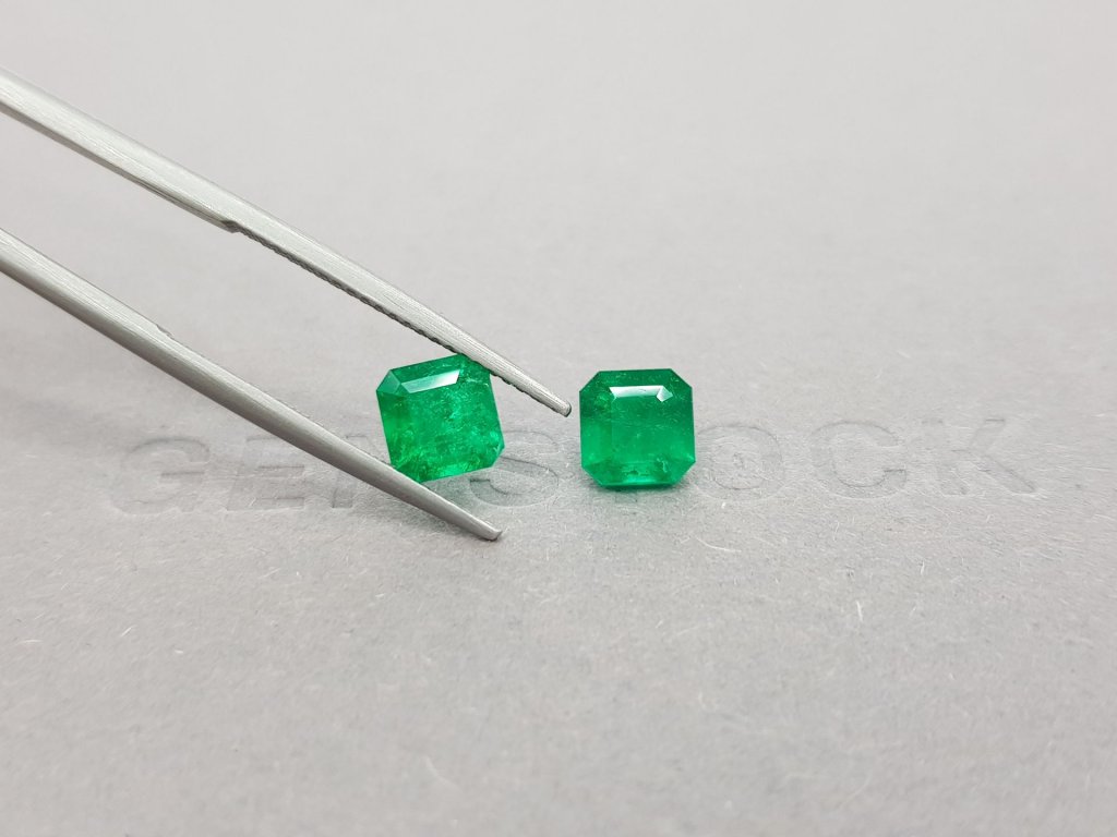 Pair of octagon cut emeralds 2.08 ct, Colombia Image №4