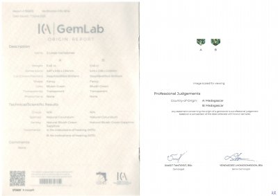 Certificate Par de zafiros azul verdosos sin calentar de 0,92 quilates, Madagascar