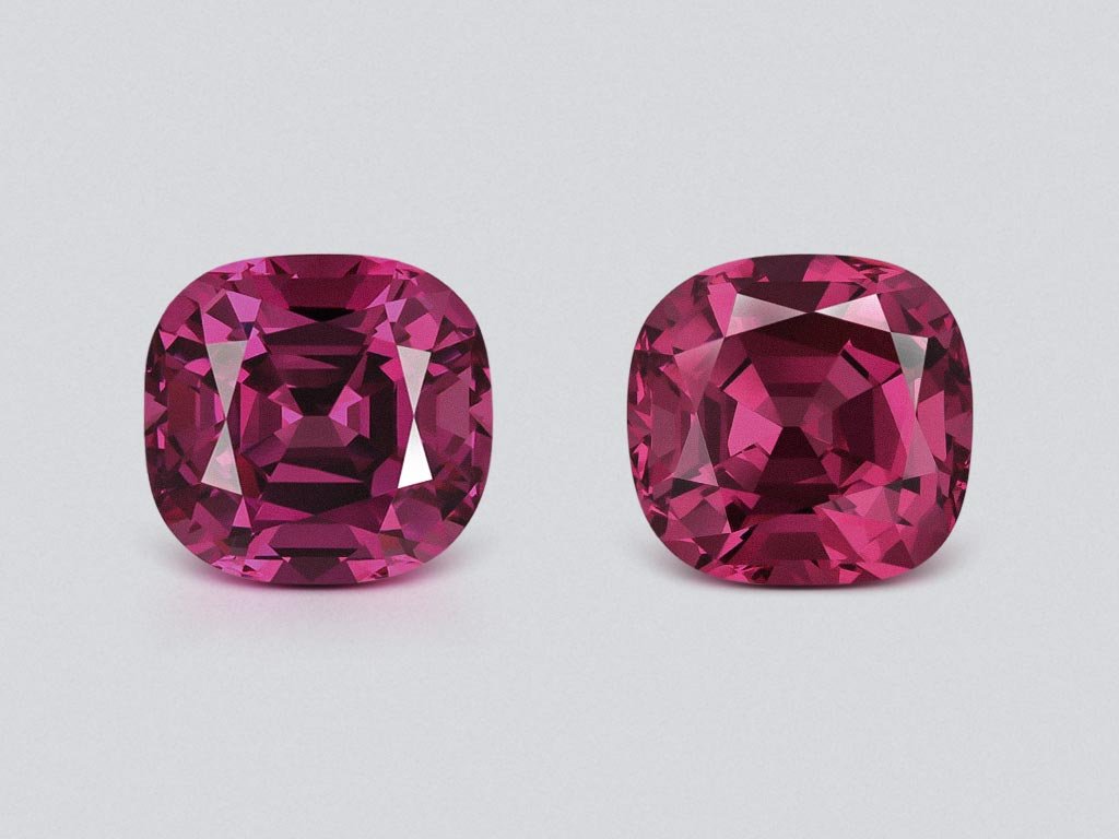Par de piedras preciosas de rodolita morada de talla cojín de 6,62 ct, Tanzania Image №1