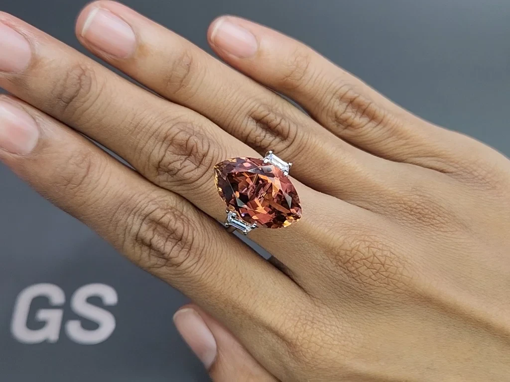 Orange pink tourmaline  marquise cut 14.50 carats, Africa Image №5