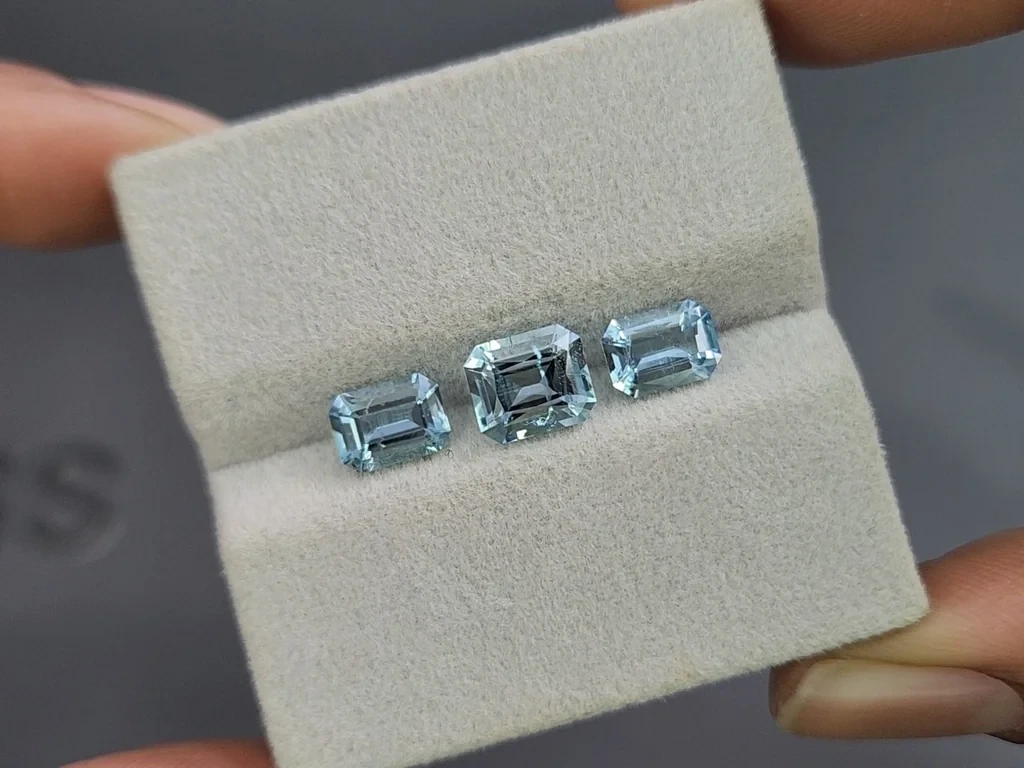 Aquamarin-set achteckig geschliffener 2,96 karat, Madagaskar Image №4