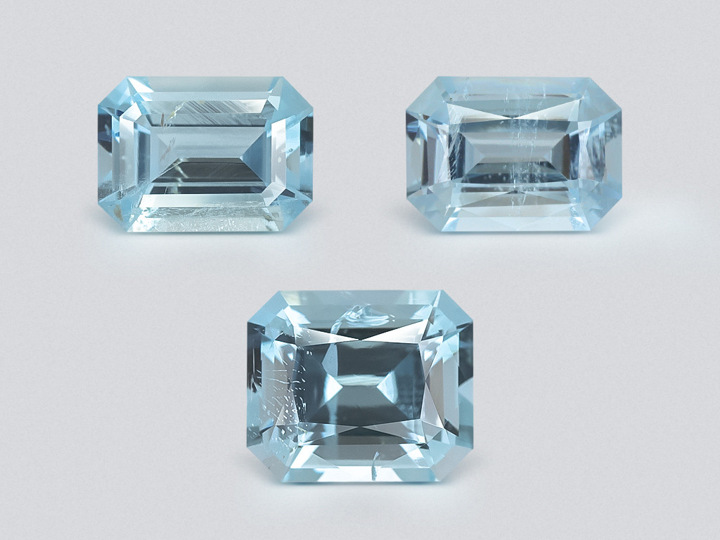 Aquamarin set achteckig geschliffener 2,96 karat, Madagaskar Image №1
