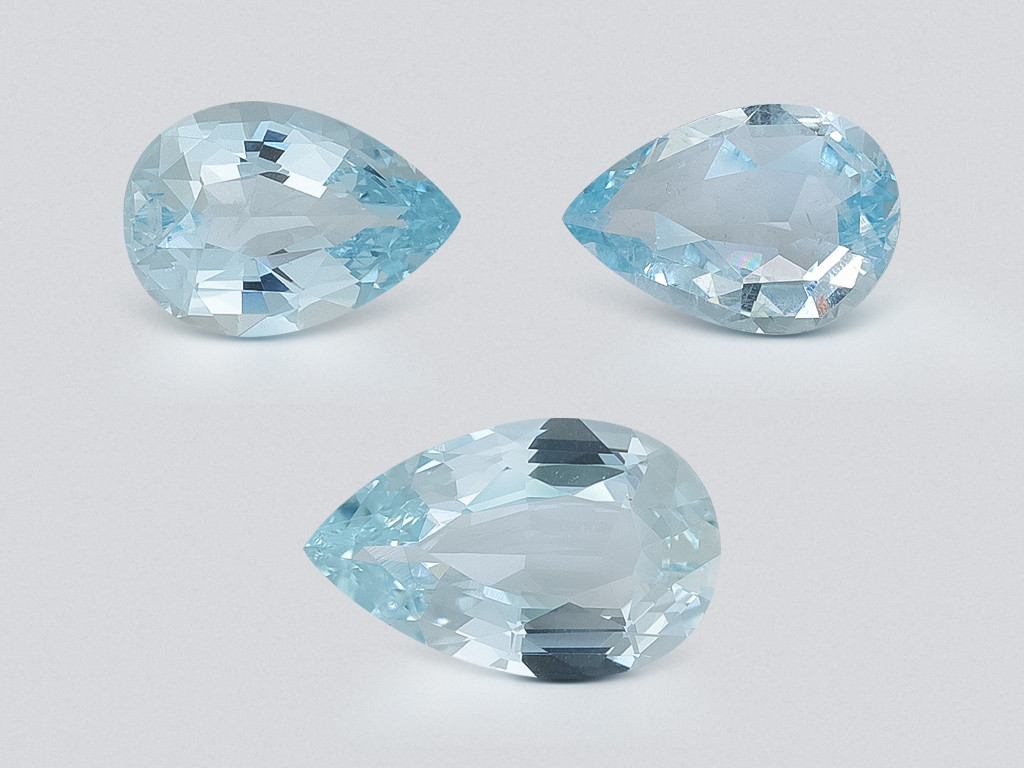 Set of aquamarines in pear cut 3.88 carats, Madagascar Image №1