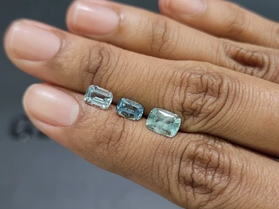Ensemble aigues-marines taille coussin 2,52 carats, Madagascar photo