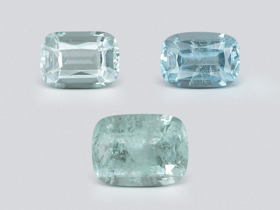 Set of aquamarines cushion cut 2.52 carats, Madagascar photo