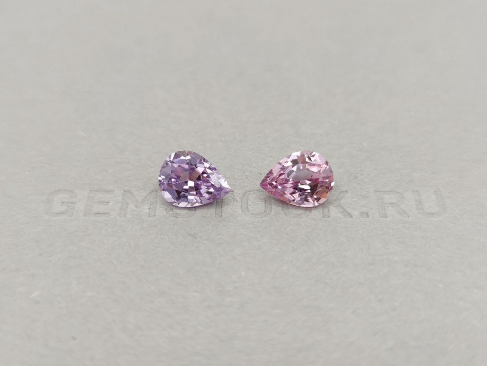 Pair of lavender and pink pear cut spinels 3.82 ct, Vietnam Image №1