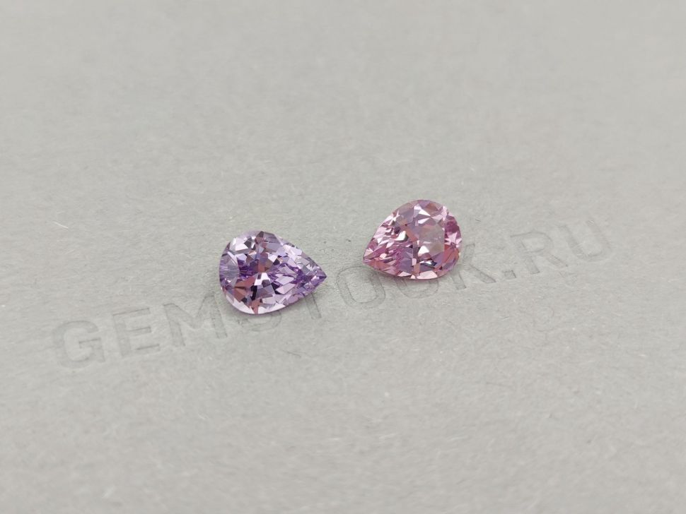 Pair of lavender and pink pear cut spinels 3.82 ct, Vietnam Image №2