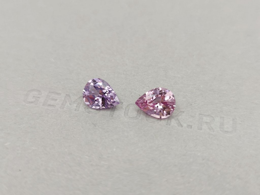 Pair of lavender and pink pear cut spinels 3.82 ct, Vietnam Image №3