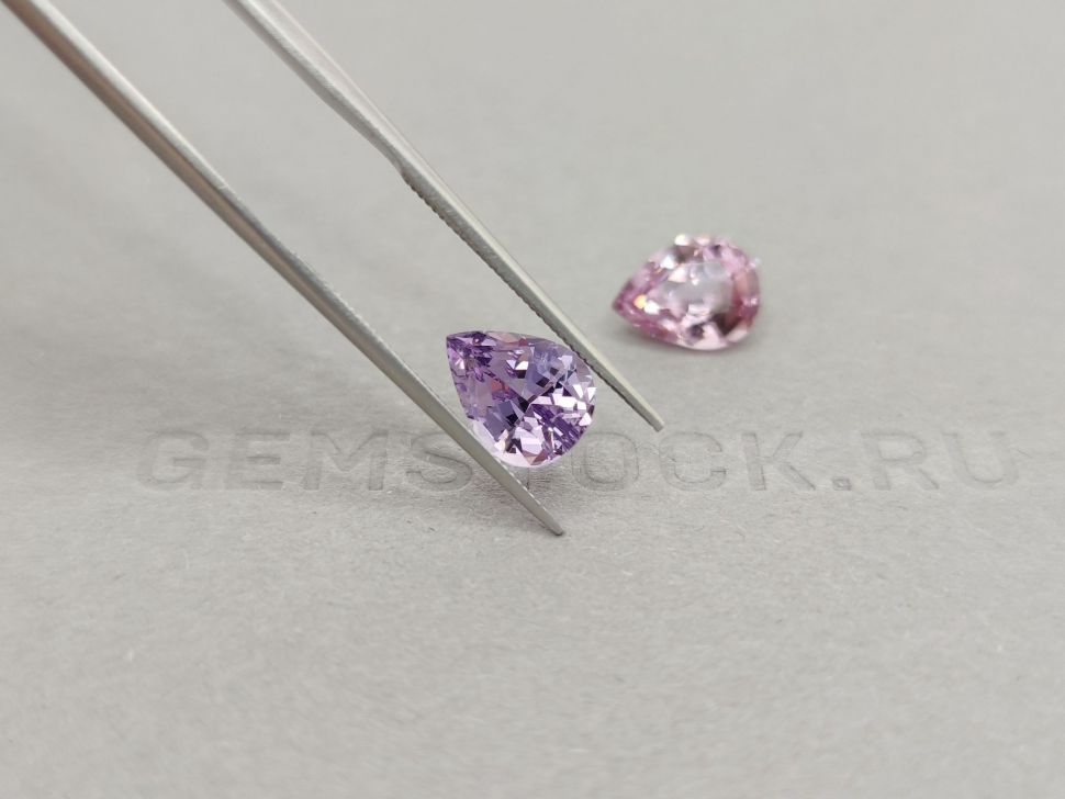 Pair of lavender and pink pear cut spinels 3.82 ct, Vietnam Image №4