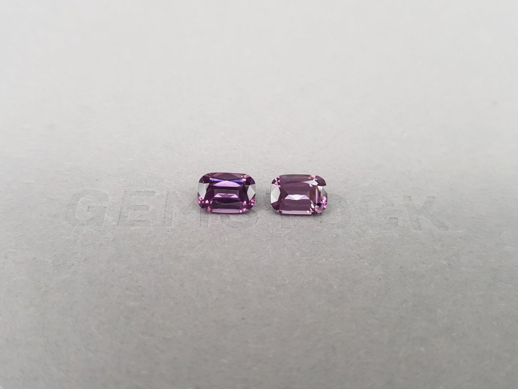 Pair of lilac cushion cut spinels 2.59 ct, Burma Image №1