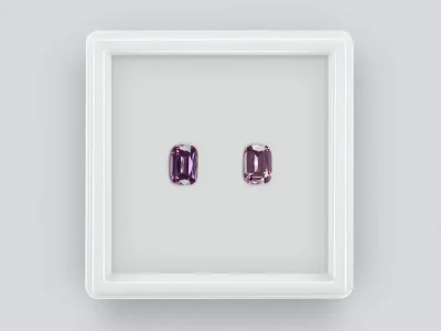 Pair of lilac cushion cut spinels 2.59 ct, Burma photo