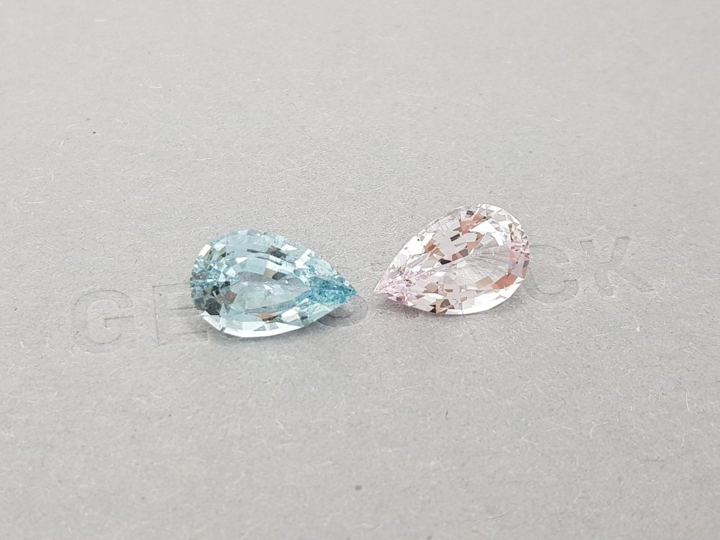 Pair of blue aquamarine and pink morganite 8.14 ct, Africa Image №2