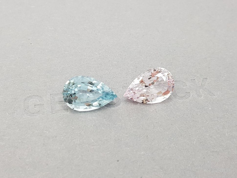 Pair of blue aquamarine and pink morganite 8.14 ct, Africa Image №2