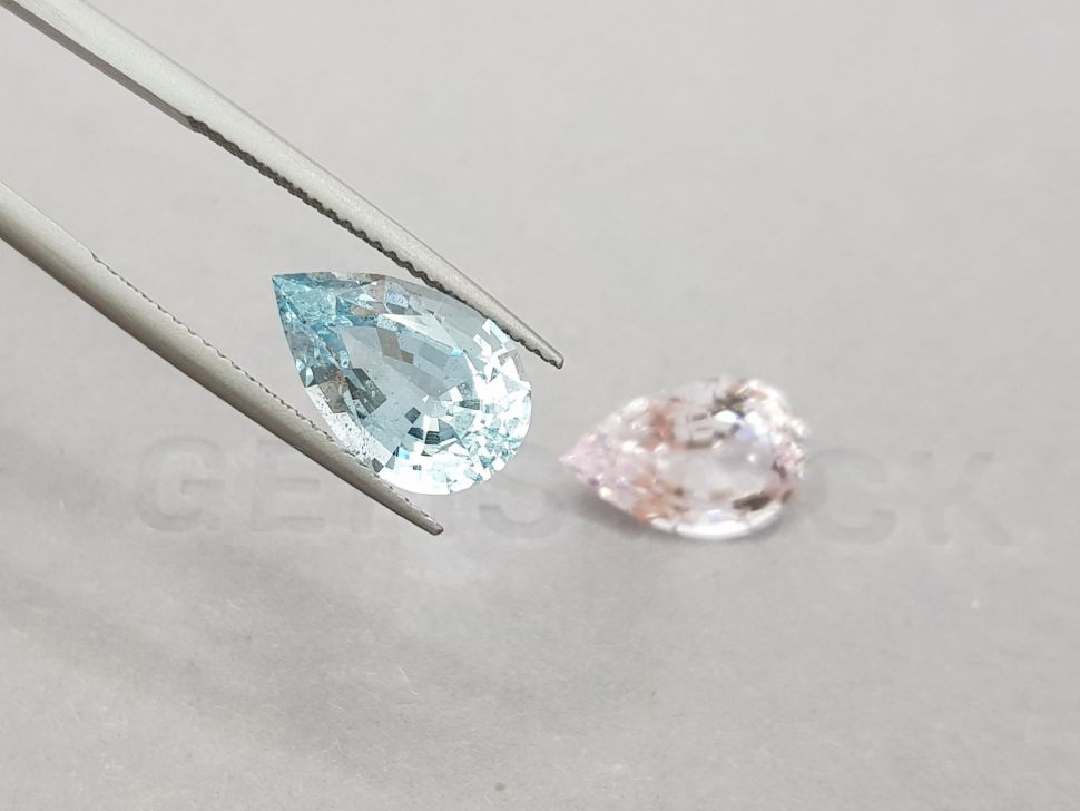 Pair of blue aquamarine and pink morganite 8.14 ct, Africa Image №5