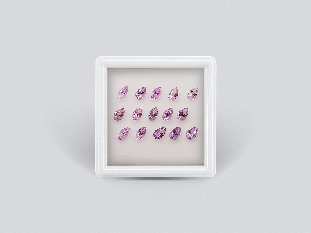 Set of calibrated sapphires 5x3 mm pear cut 3.18 carats/15 pcs Image №1