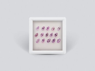 Set of calibrated sapphires 5x3 mm pear cut 3.18 carats/15 pcs photo